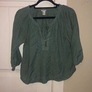 Green loose blouse